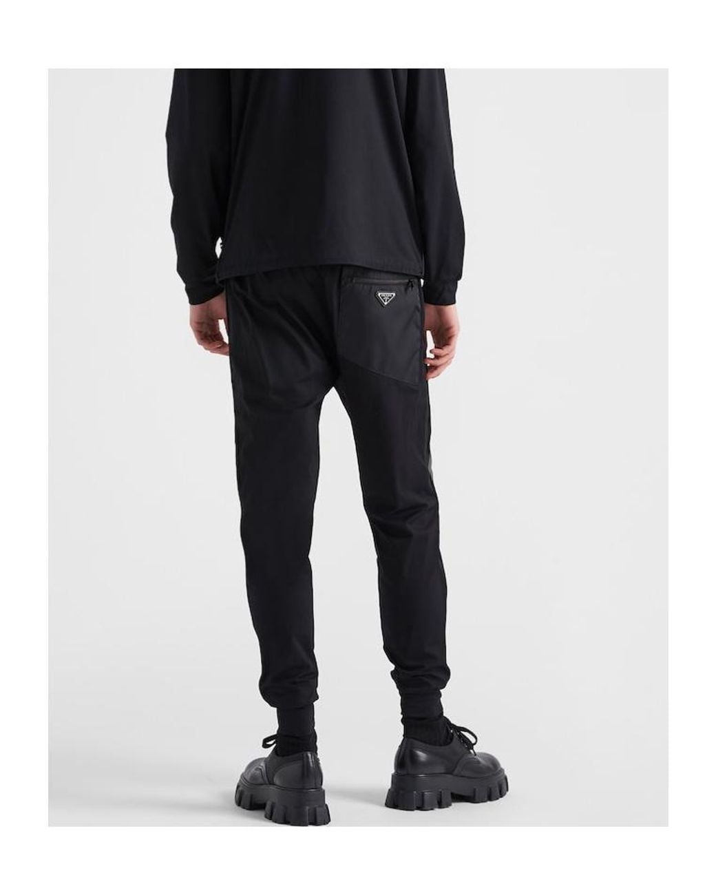 Prada Black Triangle-Logo Track Pants for men