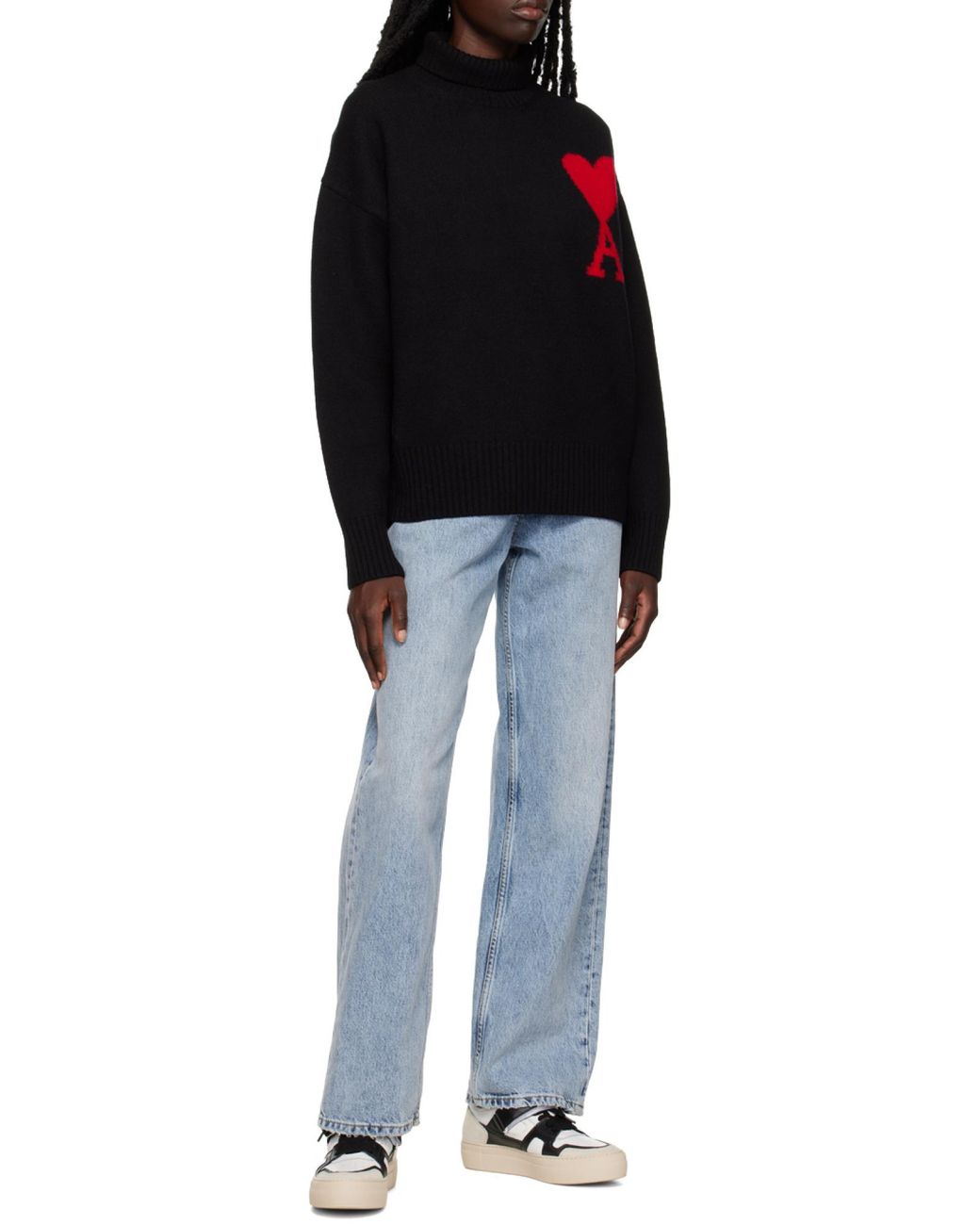 AMI Black Ami De Coeur Roll Neck Jumper for men