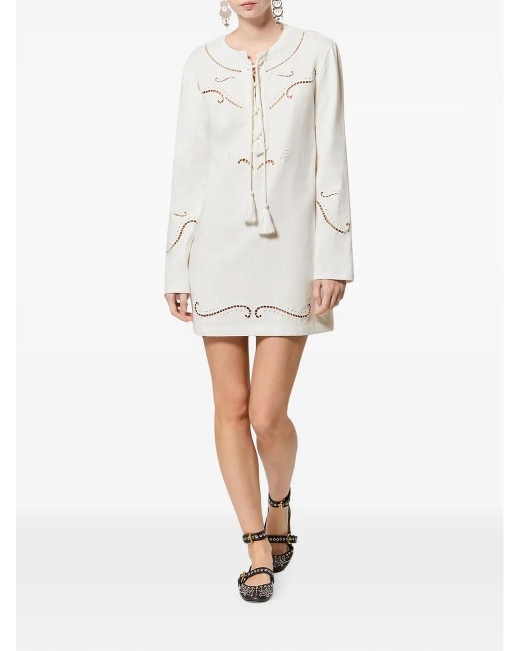 Isabel Marant White Long-Sleeved Dress