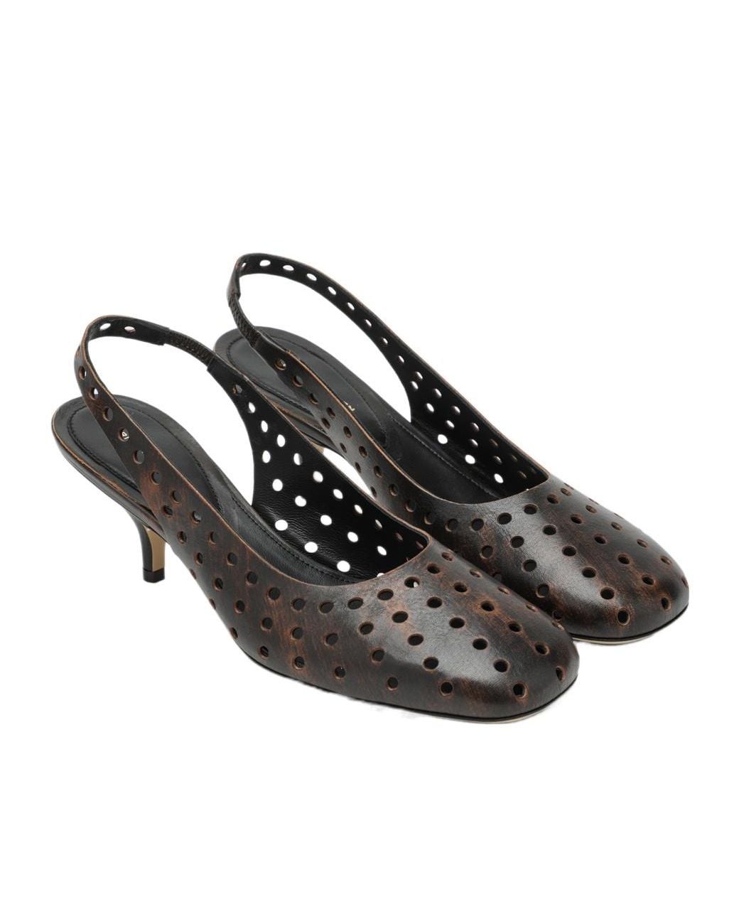 Dries Van Noten Brown Openwork Slingback Shoes