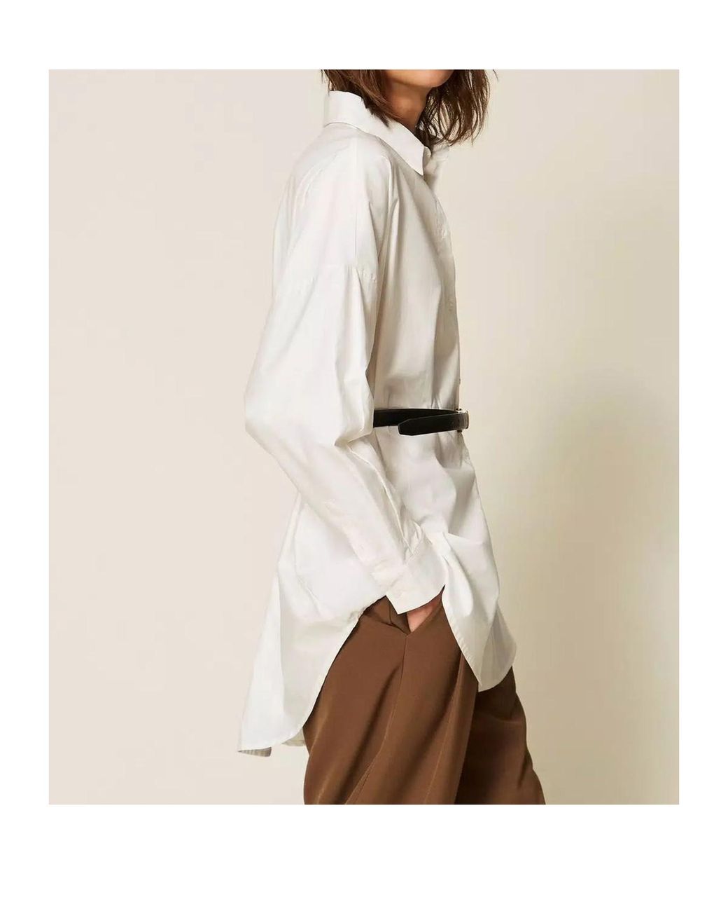 Twinset White Belted Poplin Shirt