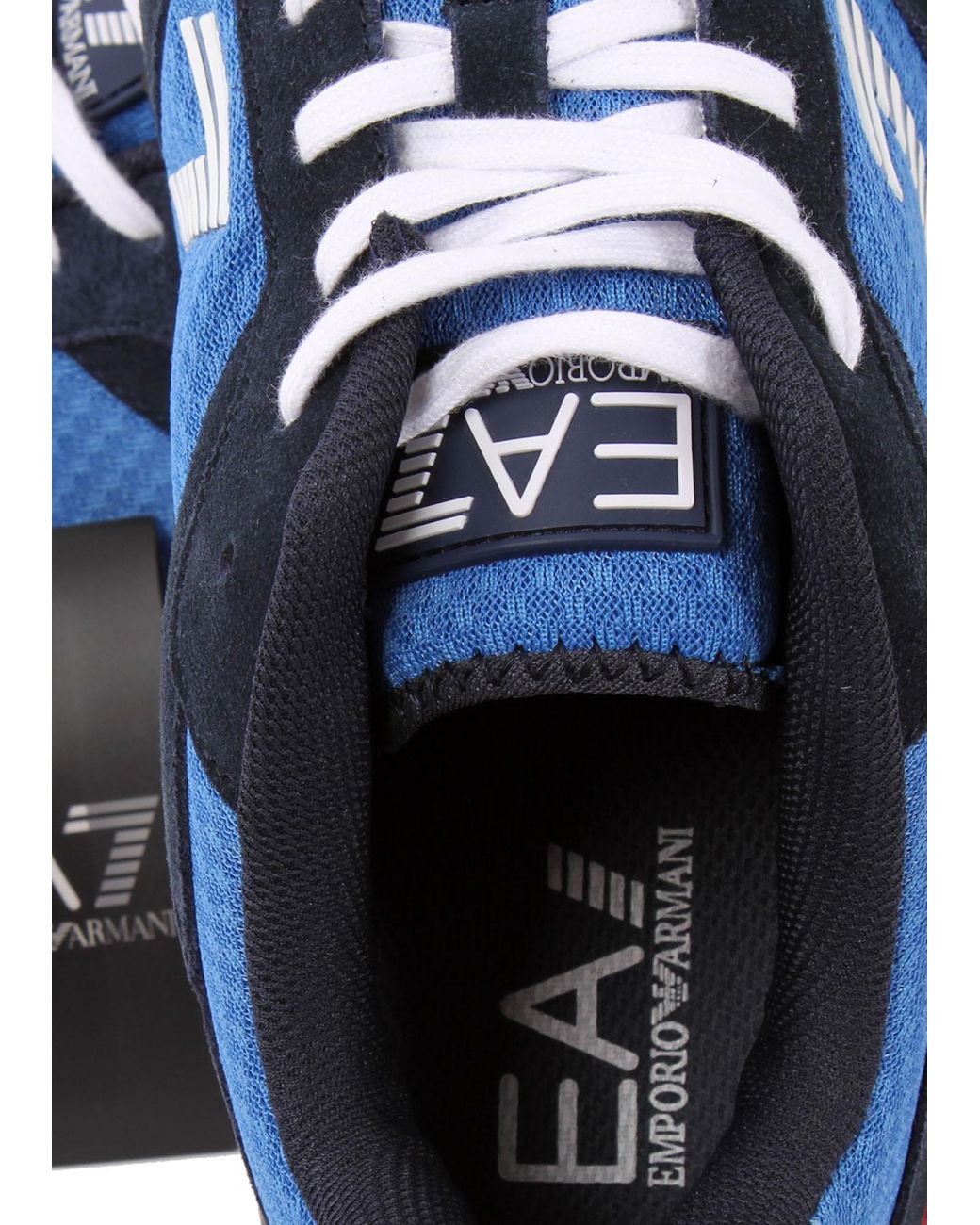 EA7 Blue Logo Lace Up Casual Sports Shoes for men