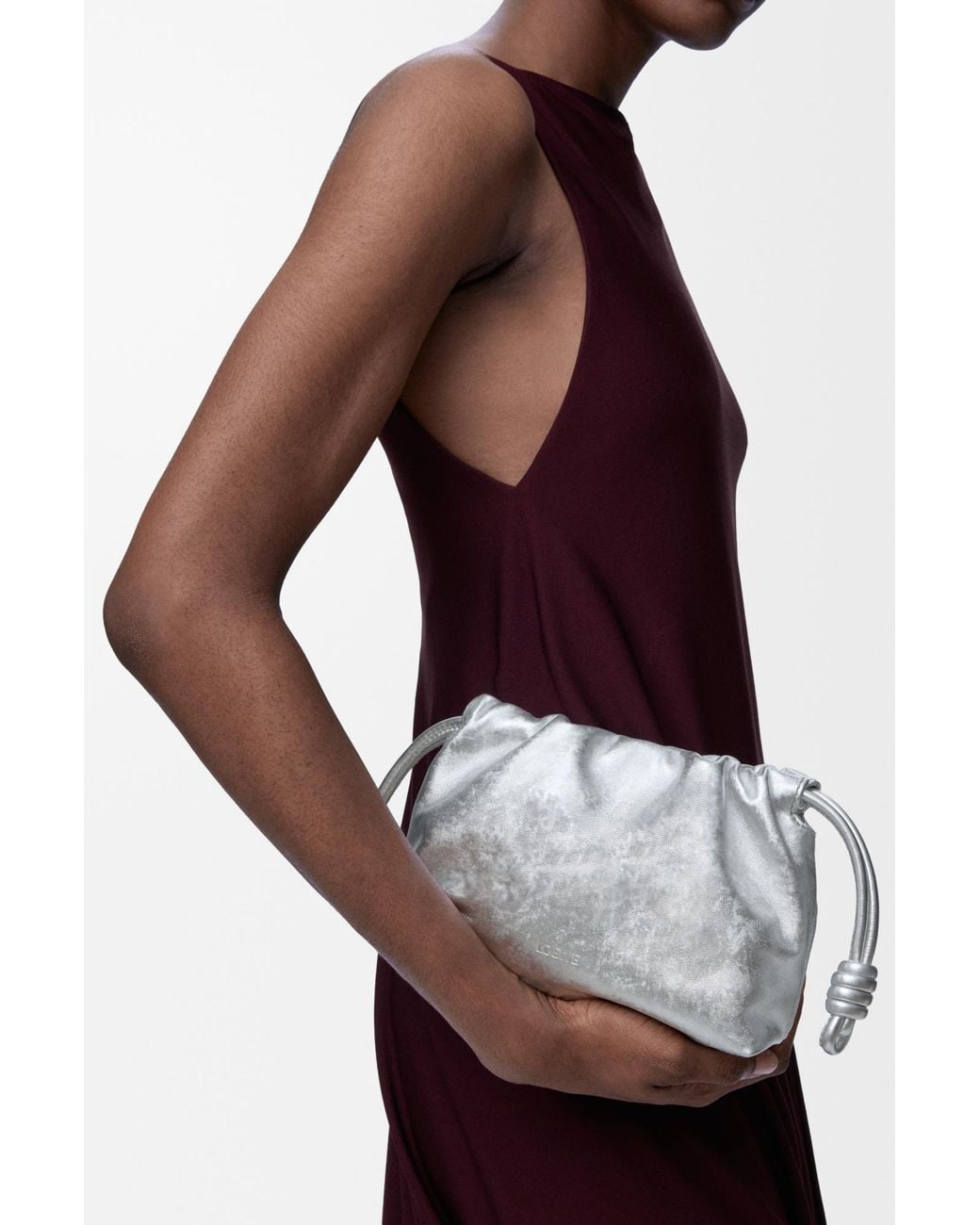 Loewe White Mini Flamenco Clutch Bag