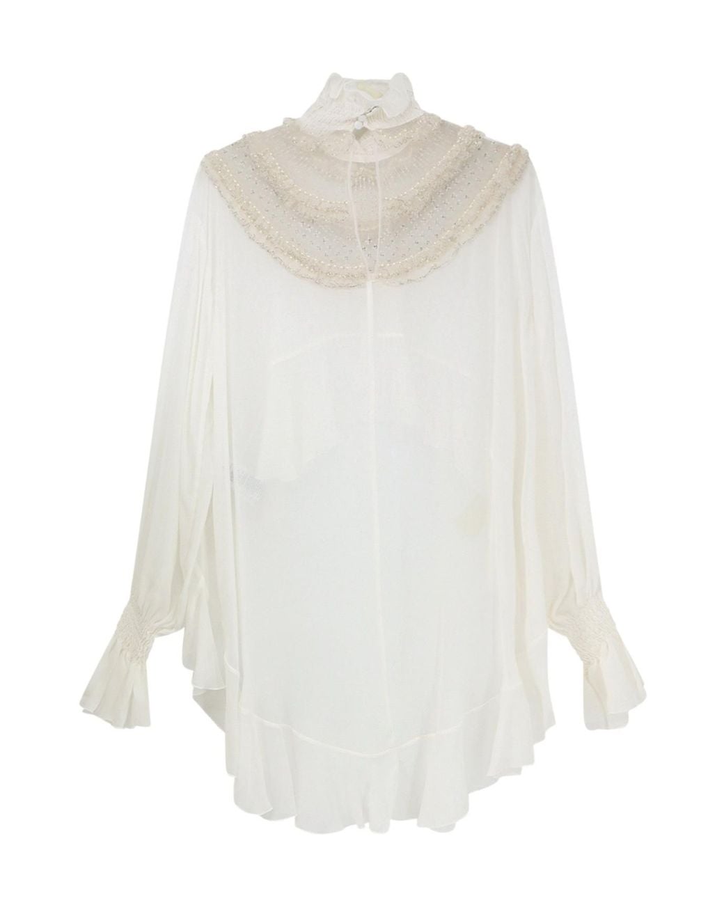 Elisabetta Franchi White Viscose Georgette Blouse With Ruching