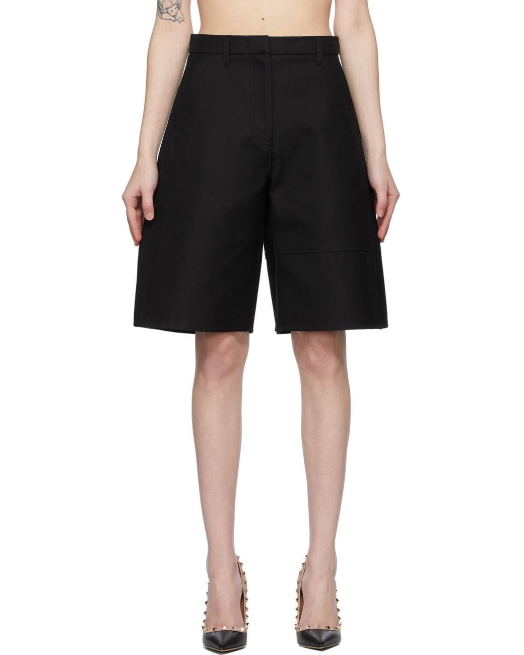 Valentino Black Vgold Tailored Bermuda Shorts