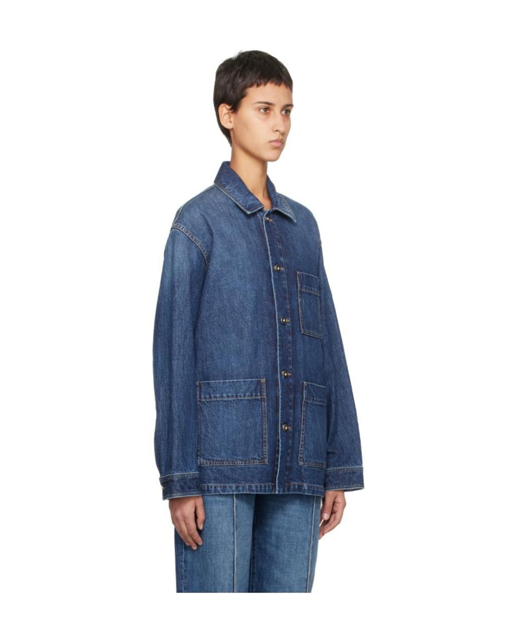 Bottega Veneta Blue Single-Breasted Denim Jacket