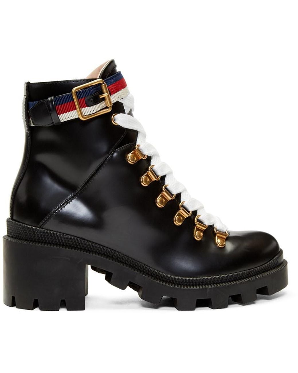 Gucci Black Leather Ankle Boot With Sylvie Web