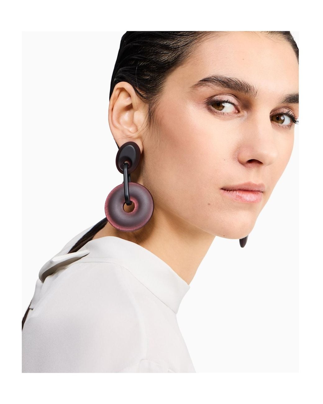 Giorgio Armani Blue Disc Drop Earrings