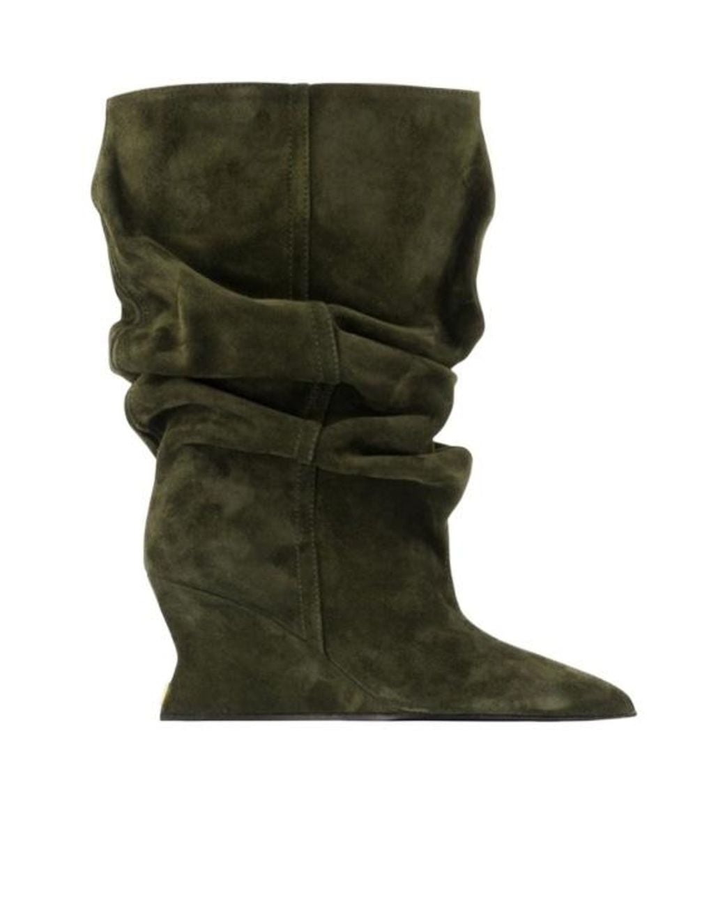 Balmain Green Slouch Wedge Boots