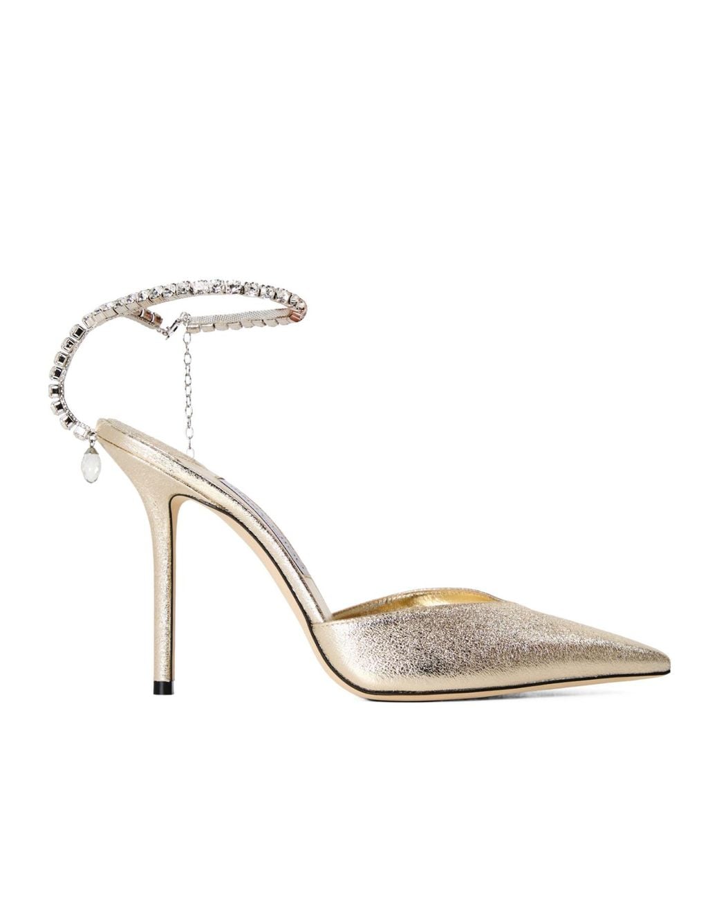 Jimmy Choo Metallic Crystal Satin Saeda 100 Pumps