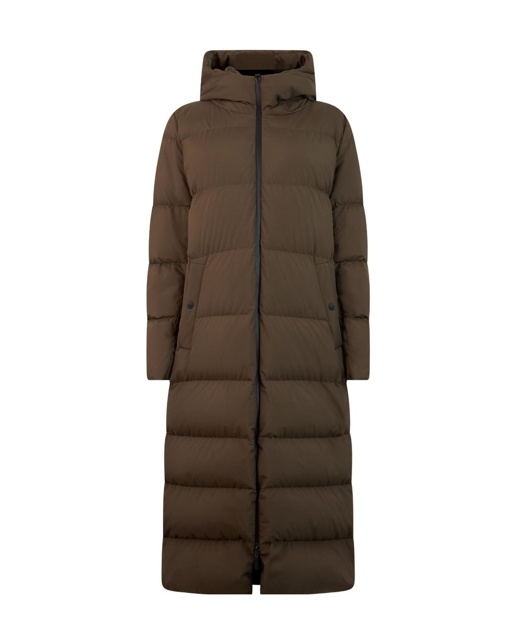 Herno Brown Zip-Up Hooded Long Coat