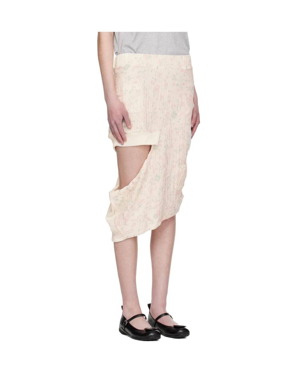 OPEN YY Natural Floral-Patterned Skirt