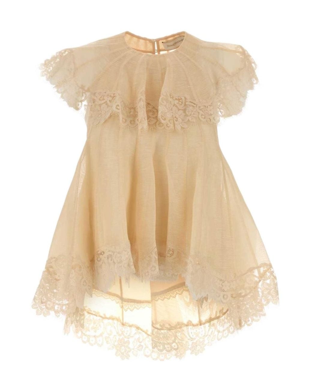 Zimmermann Natural Ascent Lace Flutter Top