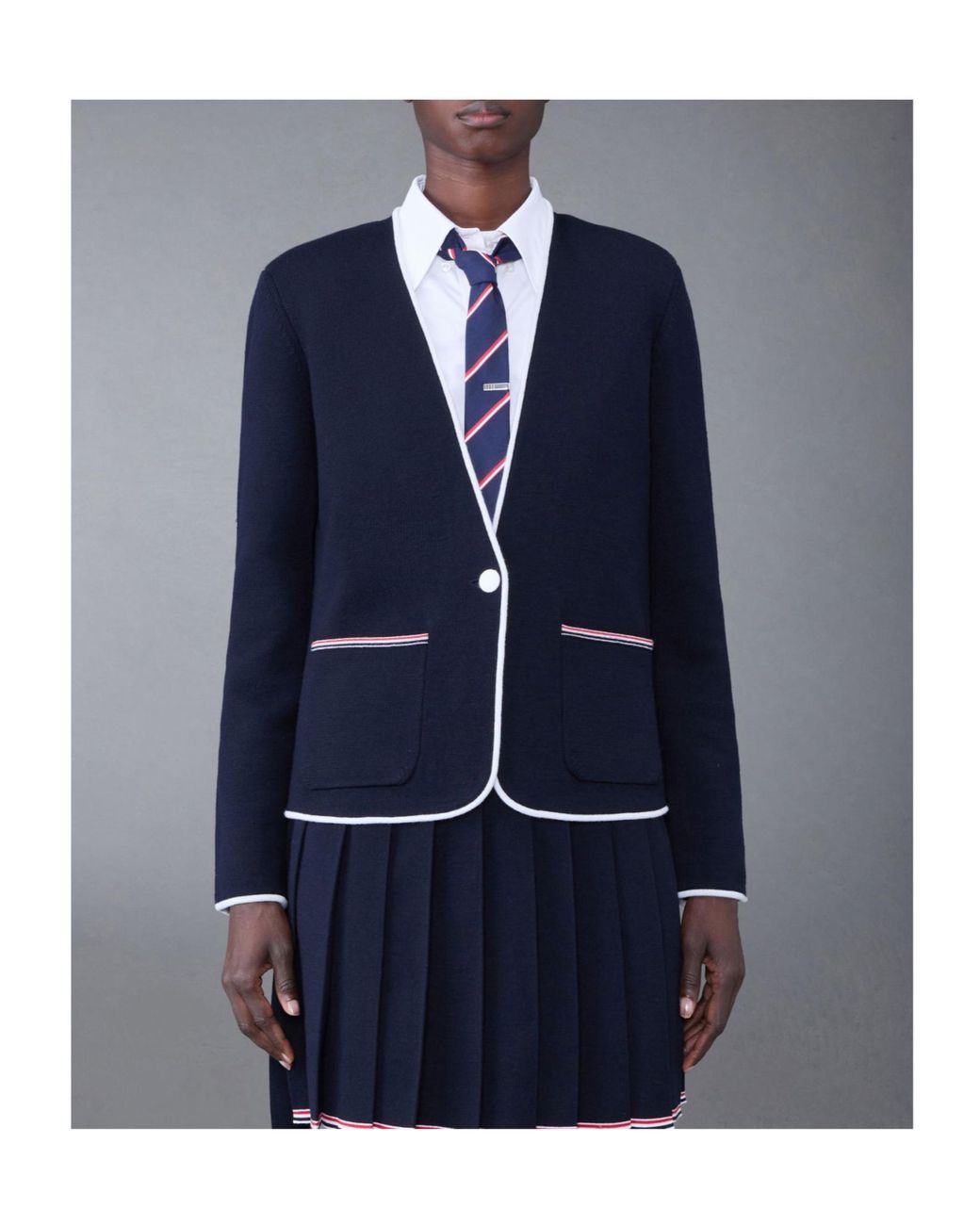 Thom Browne Black V-Neck Buttoned Cardigan