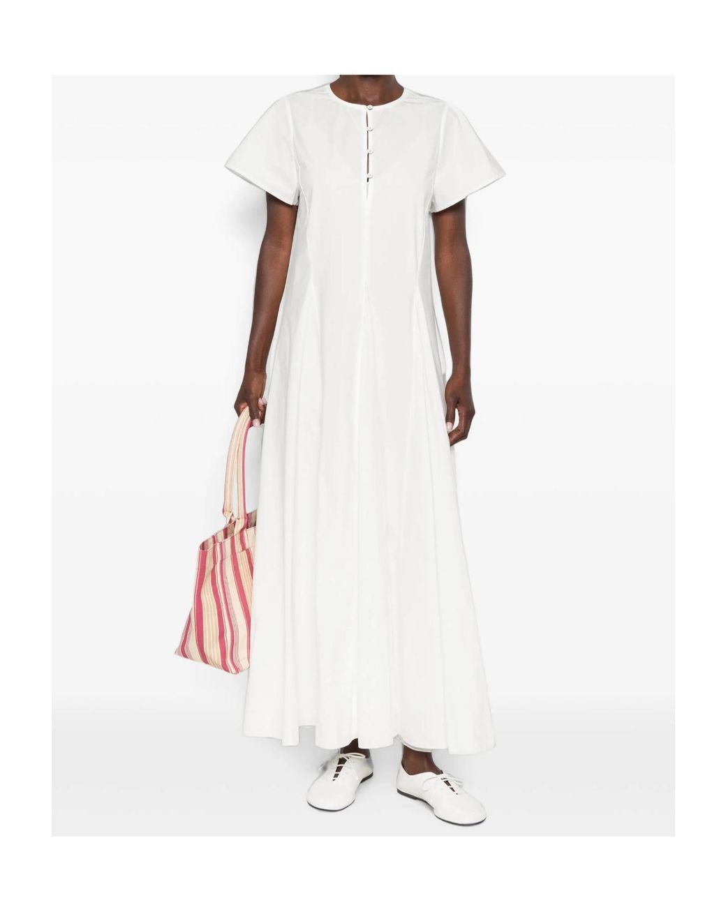Forte_forte White Button-Up Flared Maxi Dress
