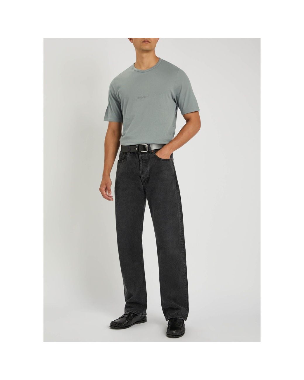 Saint Laurent Gray Crew-Neck Short-Sleeve T-Shirt for men