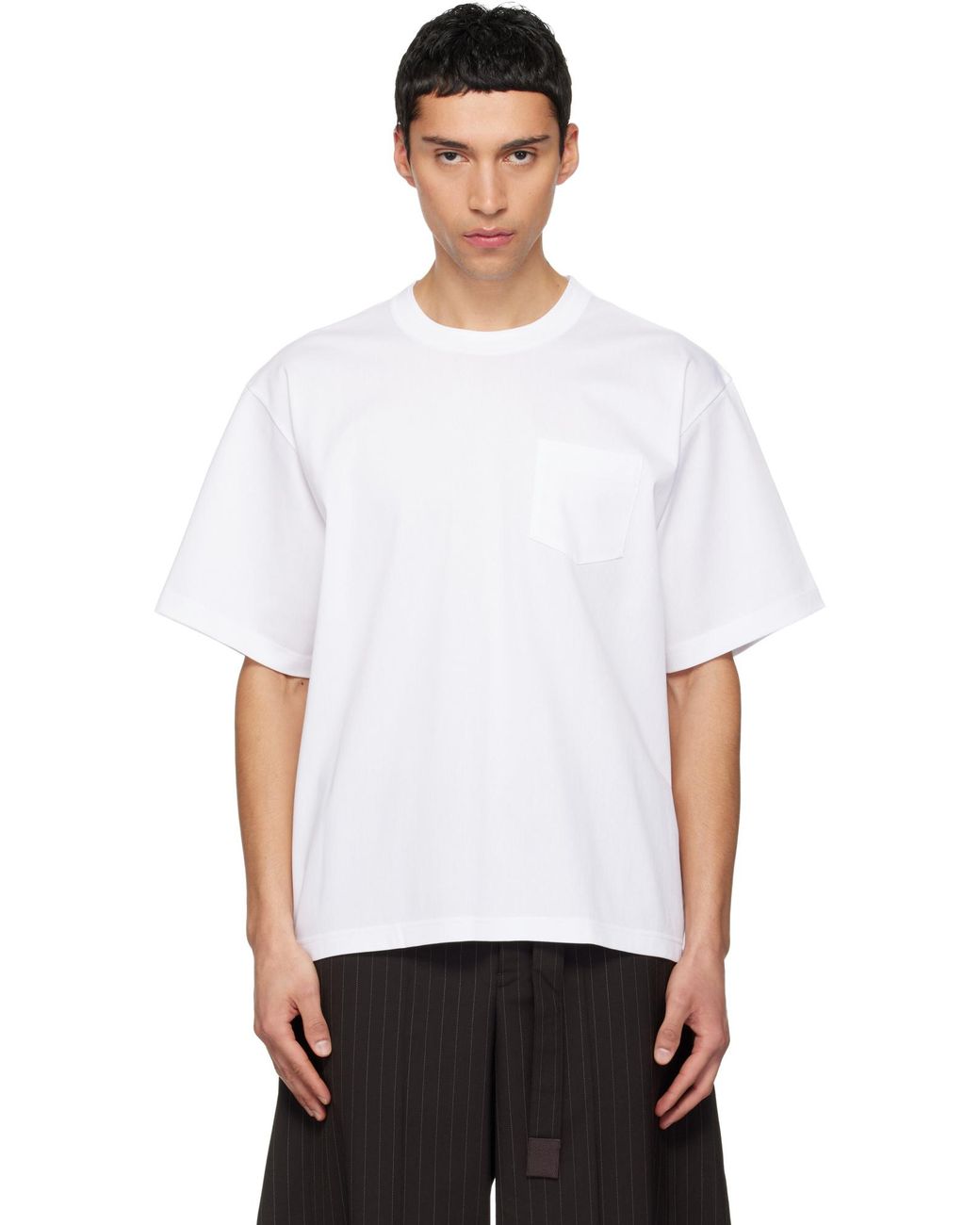 Sacai White Cotton Jersey T-Shirt for men