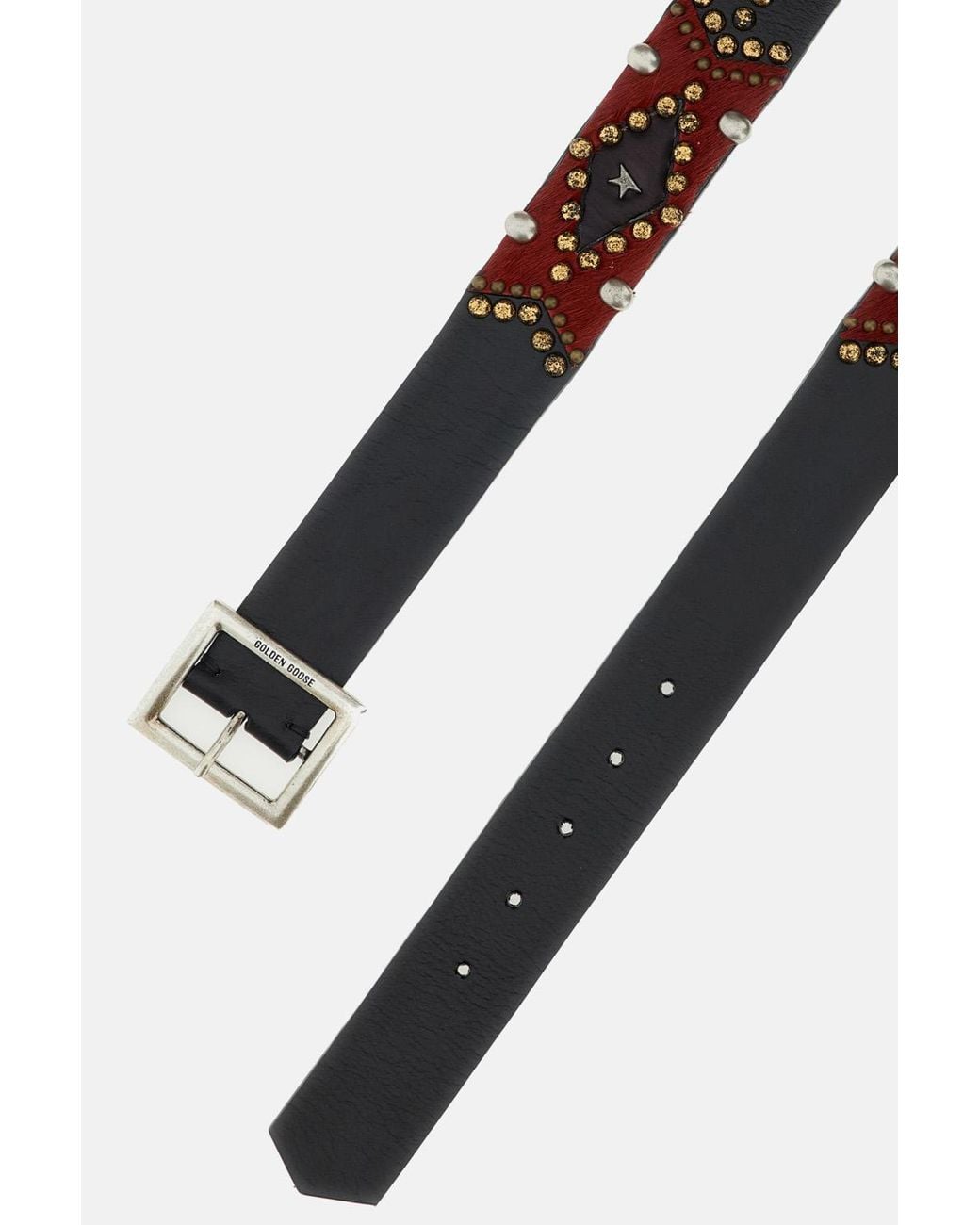 Golden Goose Deluxe Brand White Stud Embellished Buckle Belt