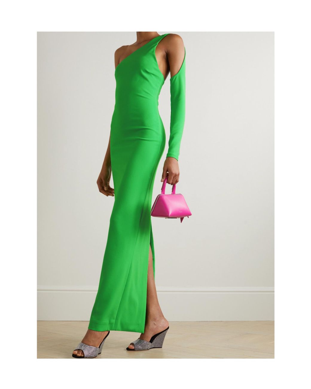 Solace London Green Saren One-Shoulder Maxi Dress