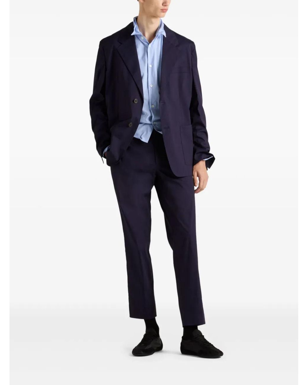 Prada Blue Stretch Poplin Pants for men