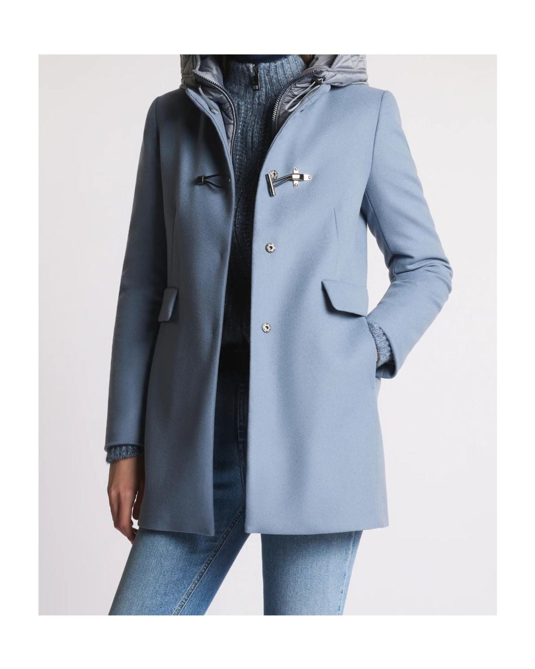 Fay Blue Toggle Wool-Blend Coat