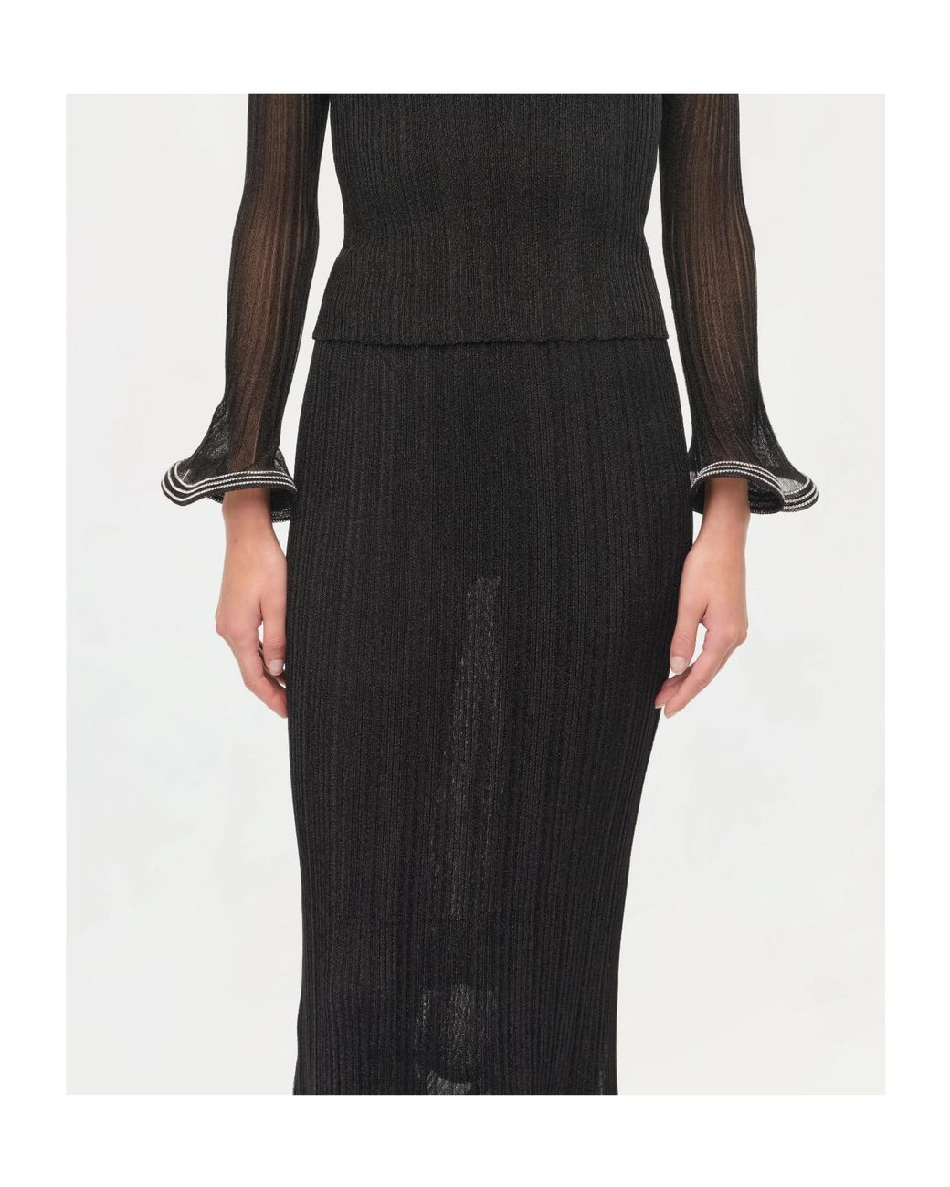 Jonathan Simkhai Black Ruffled Midi Skirt