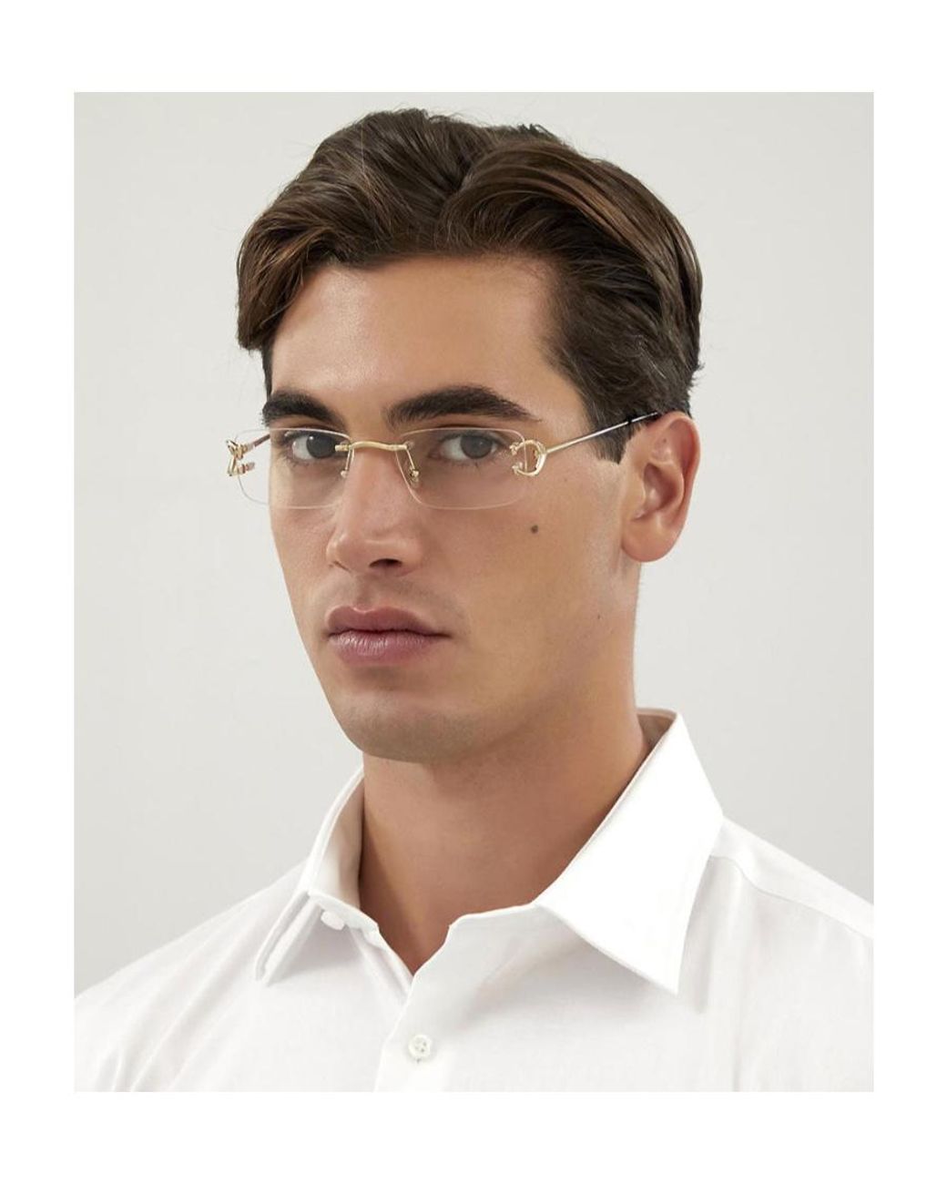 Cartier White Rectangle Frame Glasses for men