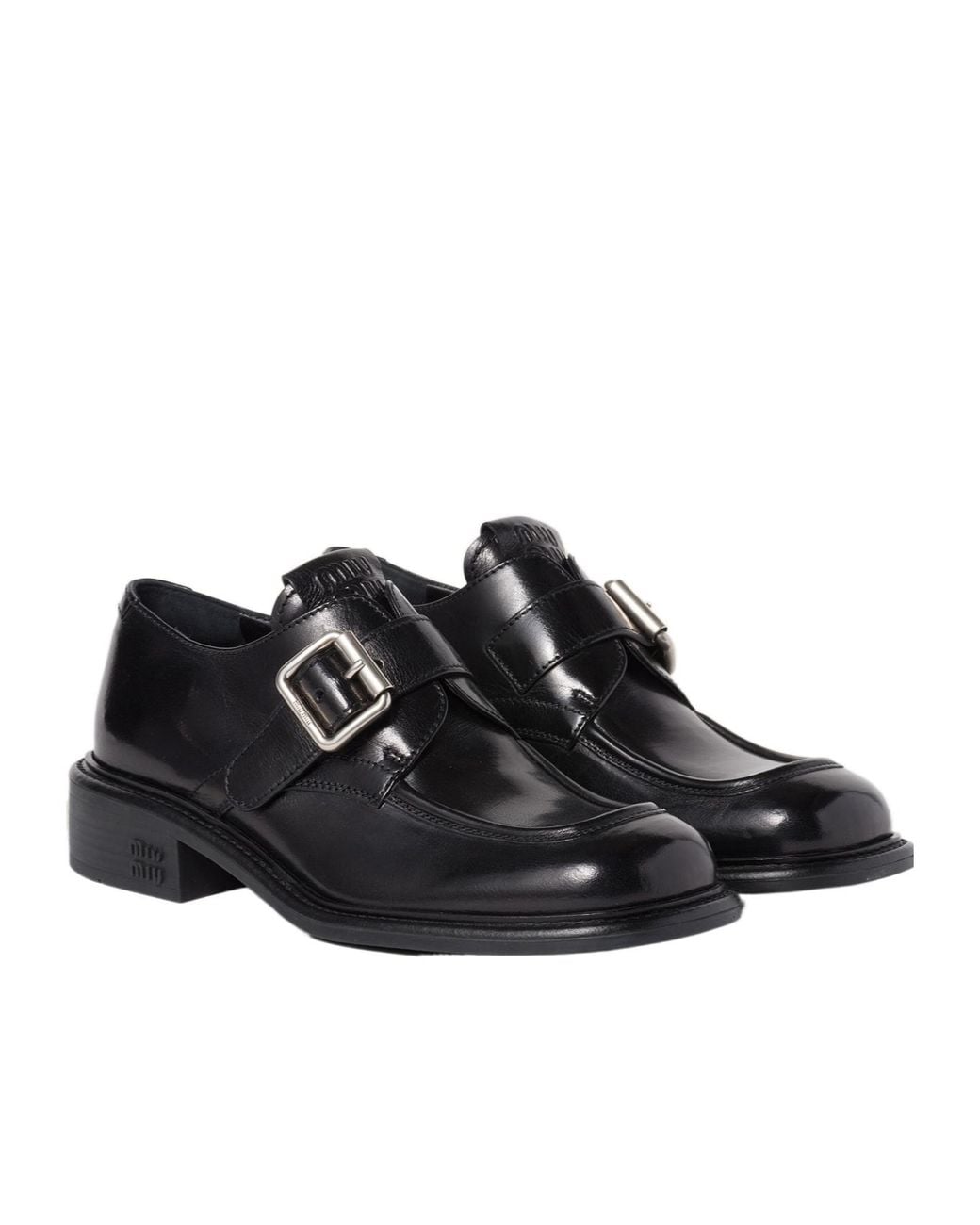 Miu Miu Black Leather Shoes With Buckle