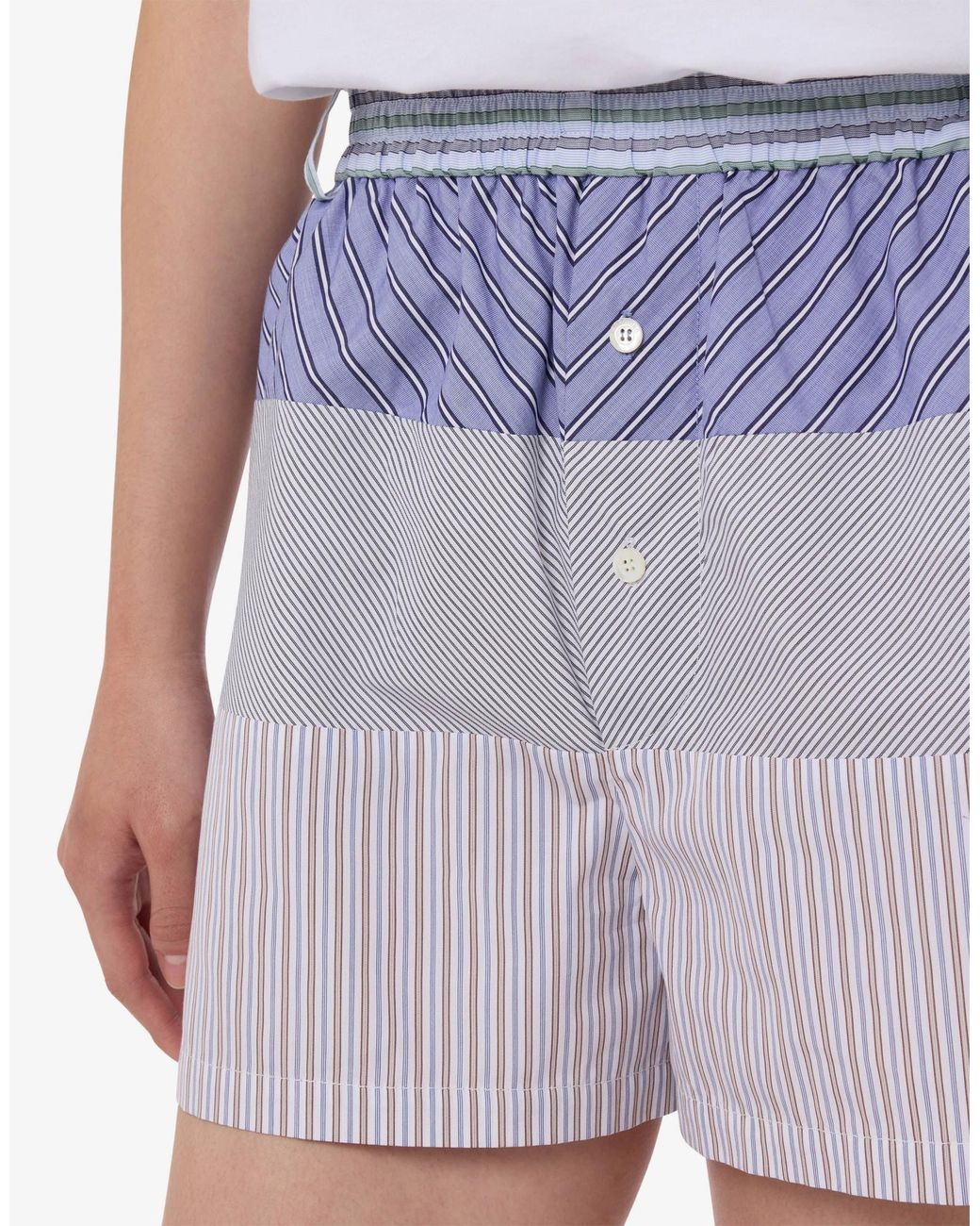 Moschino Purple Panelled Striped Shorts