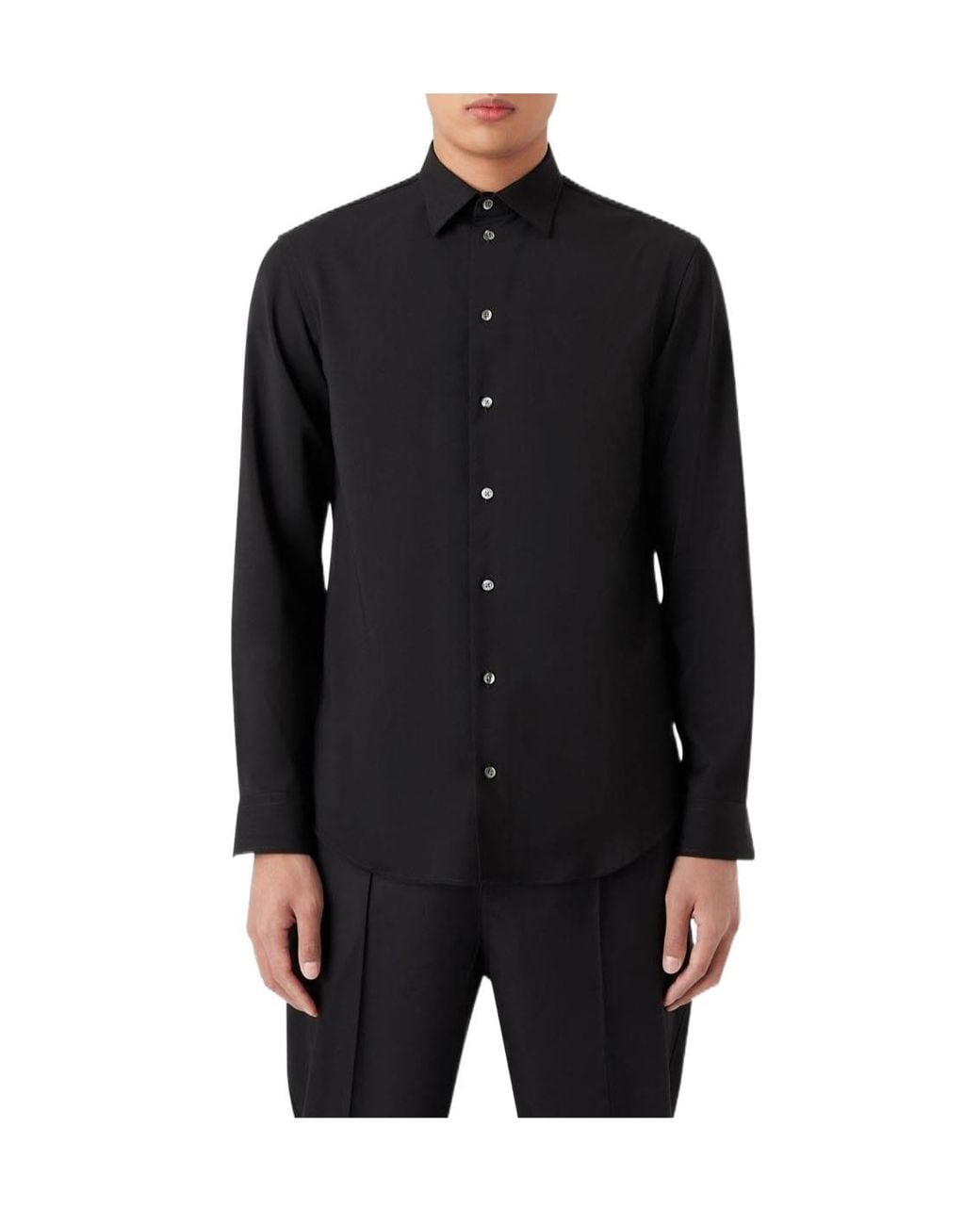 Emporio Armani Black Pointcollar Longsleeve Shirt for men