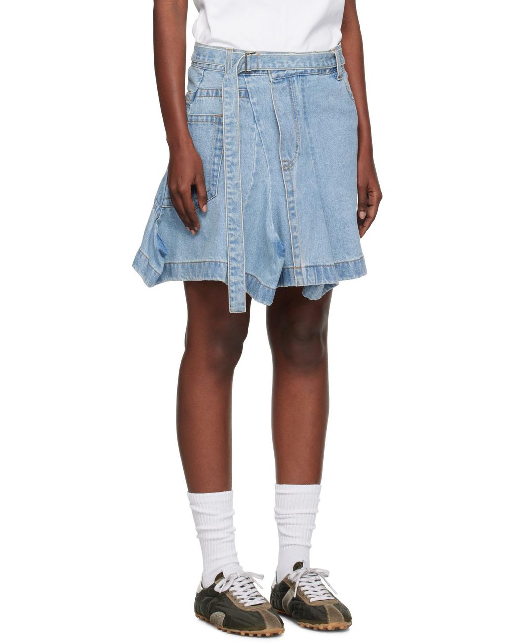 Sacai Blue Belted Denim Skirt
