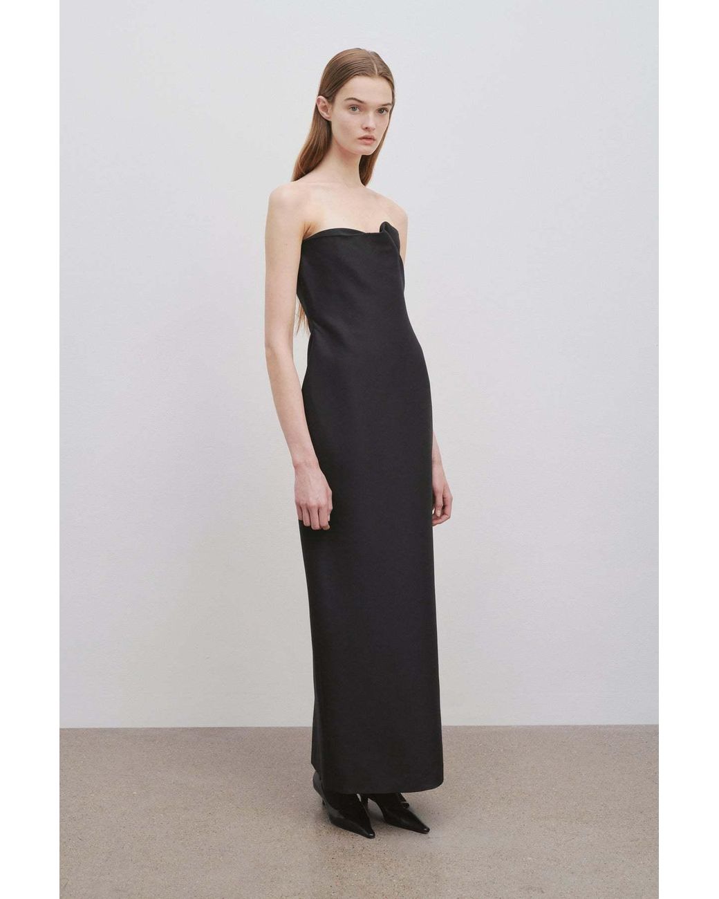 The Row Black Bardon Strapless Dress