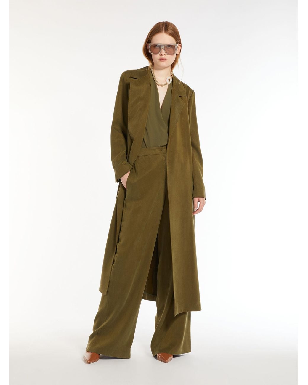 Max Mara Green Studio High Waist Wide Leg Trousers