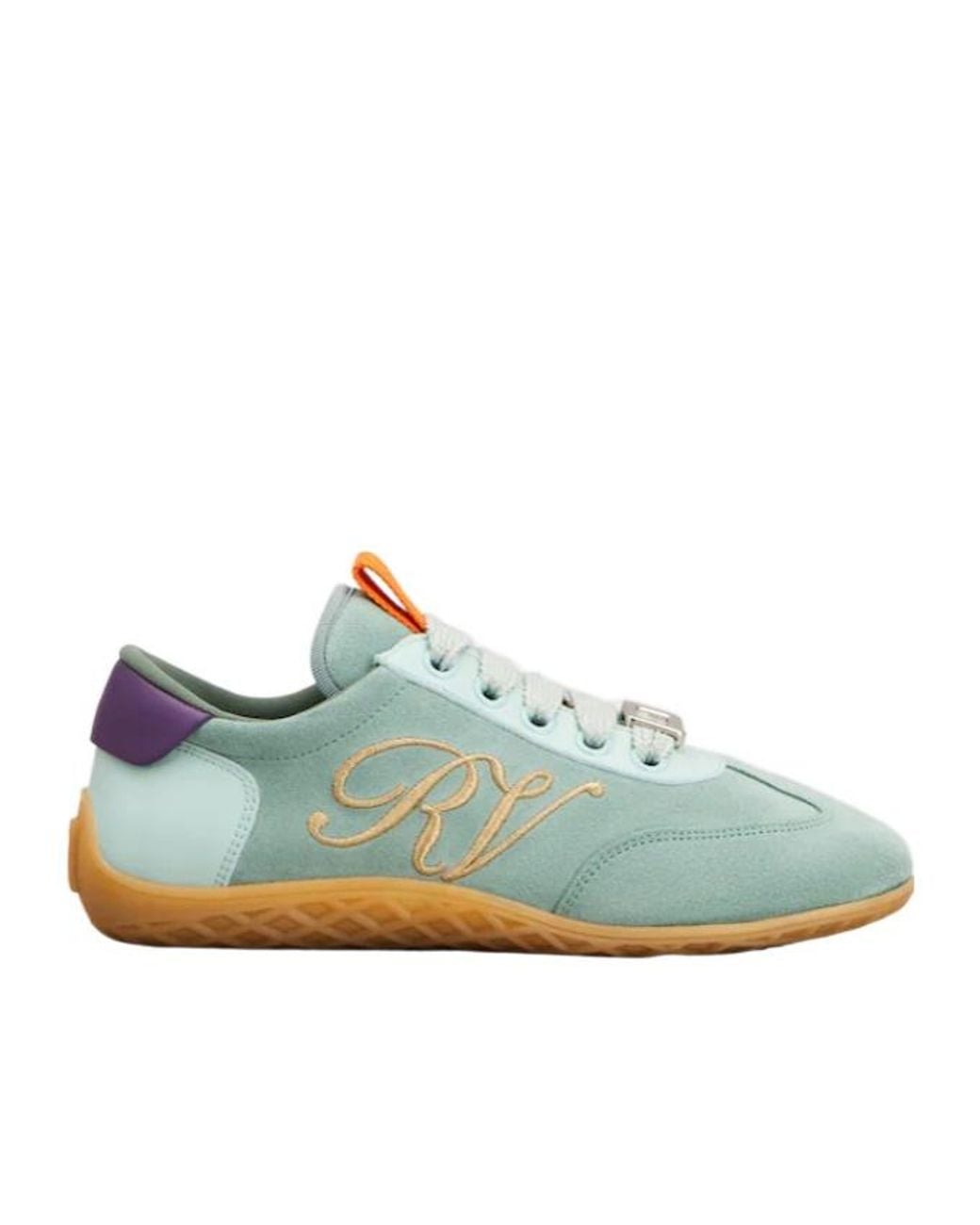Roger Vivier Blue Logo-Engraved Lace-Up Sneakers