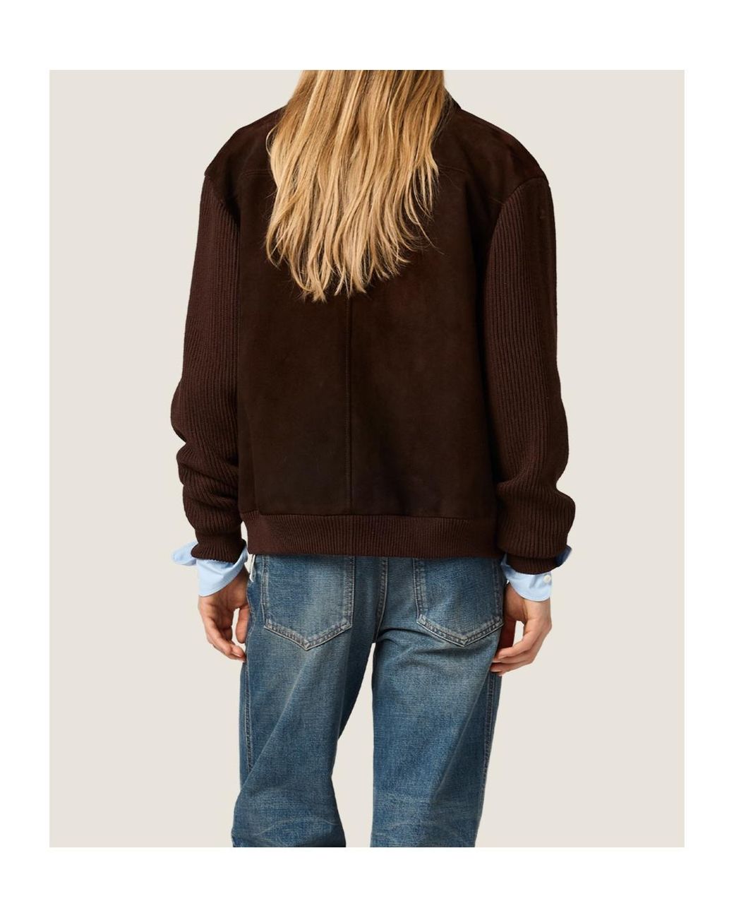 Miu Miu Brown Waxed Suede Blouson Jacket