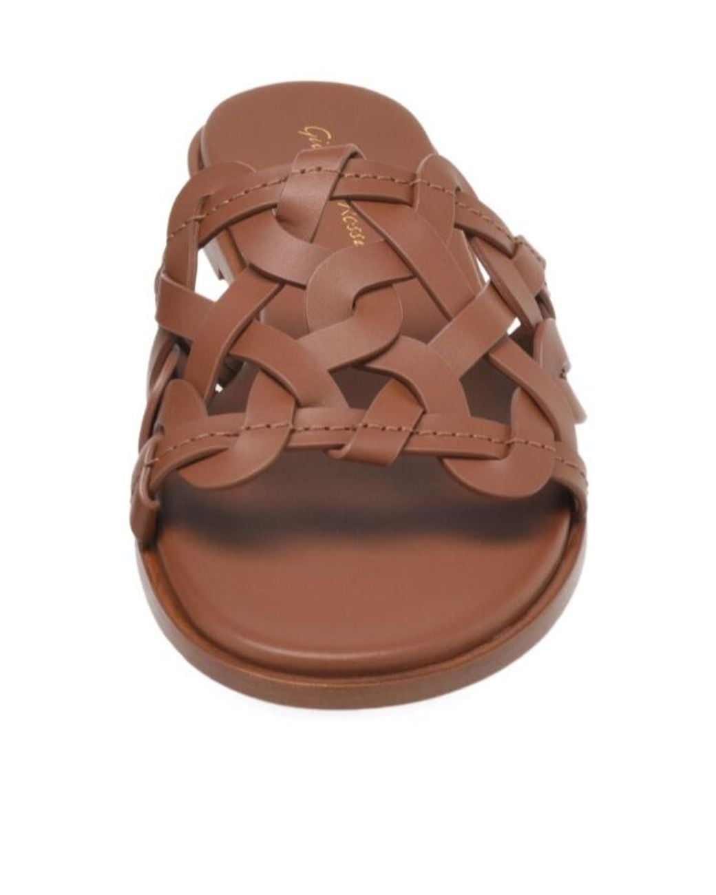 Gianvito Rossi Brown Amalfi Interwoven Round Toe Sandals