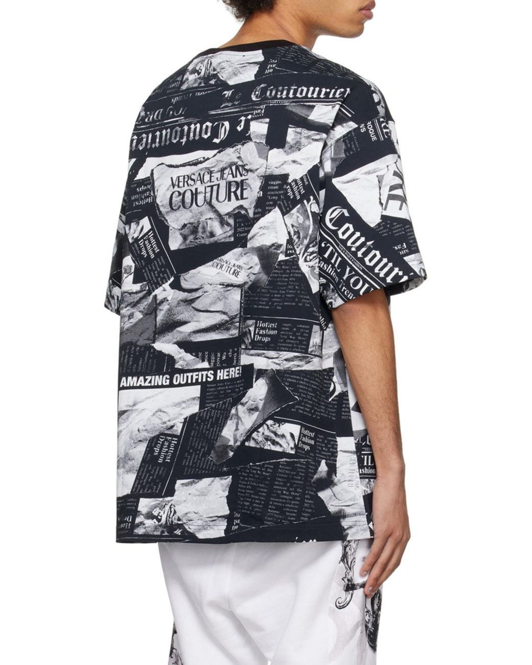 Versace Jeans Blue Newspaper-Print T-Shirt for men