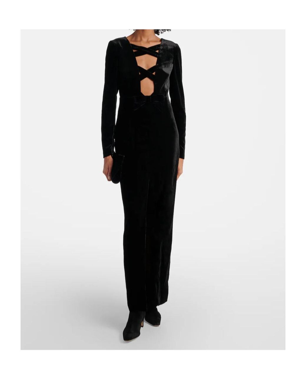 Alessandra Rich Black Velvet Maxi Dress