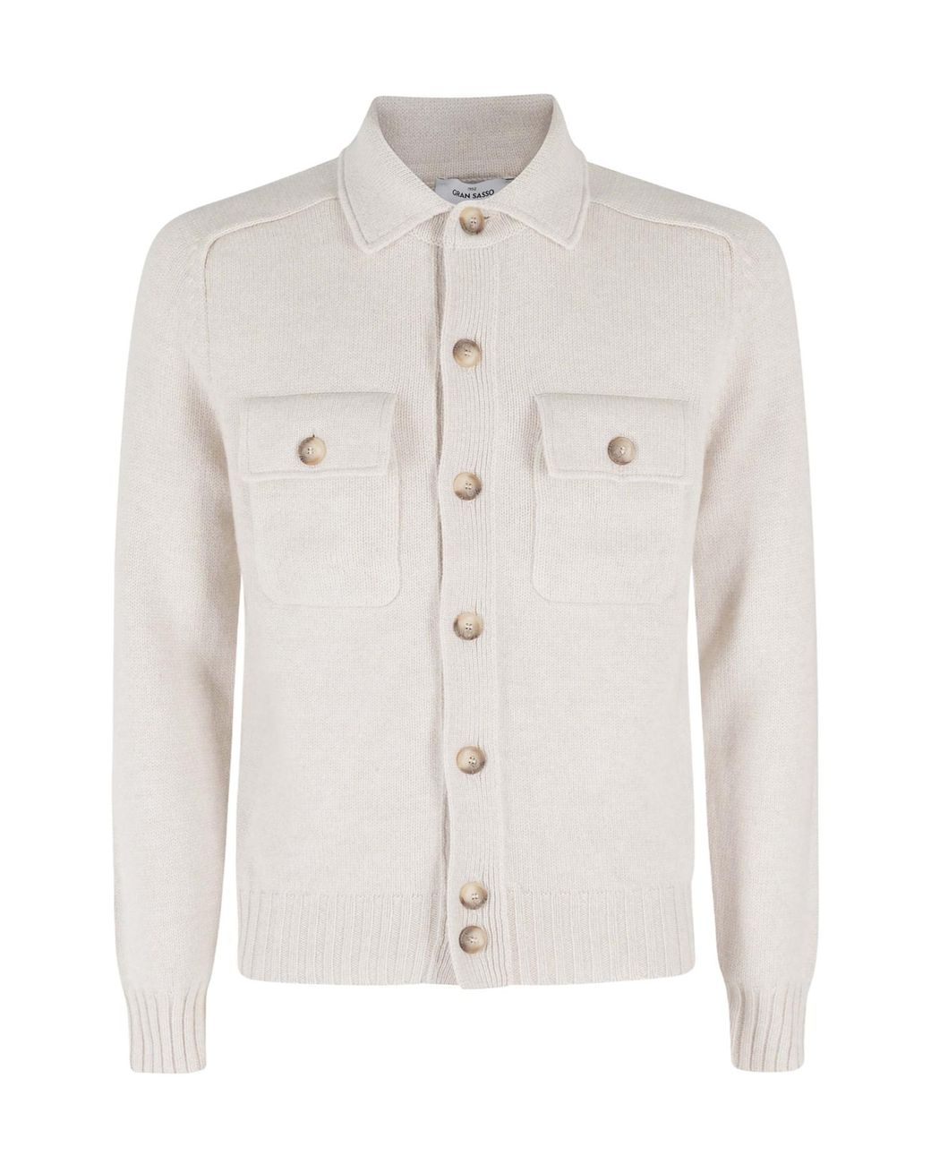 Gran Sasso White High Collar Wool Jacket for men