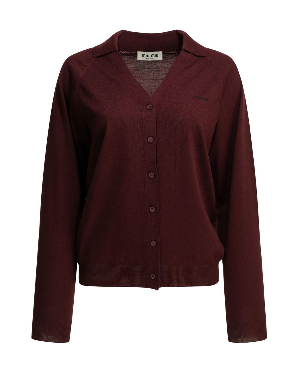 Miu Miu Purple Long-Sleeved Button-Up Cardigan