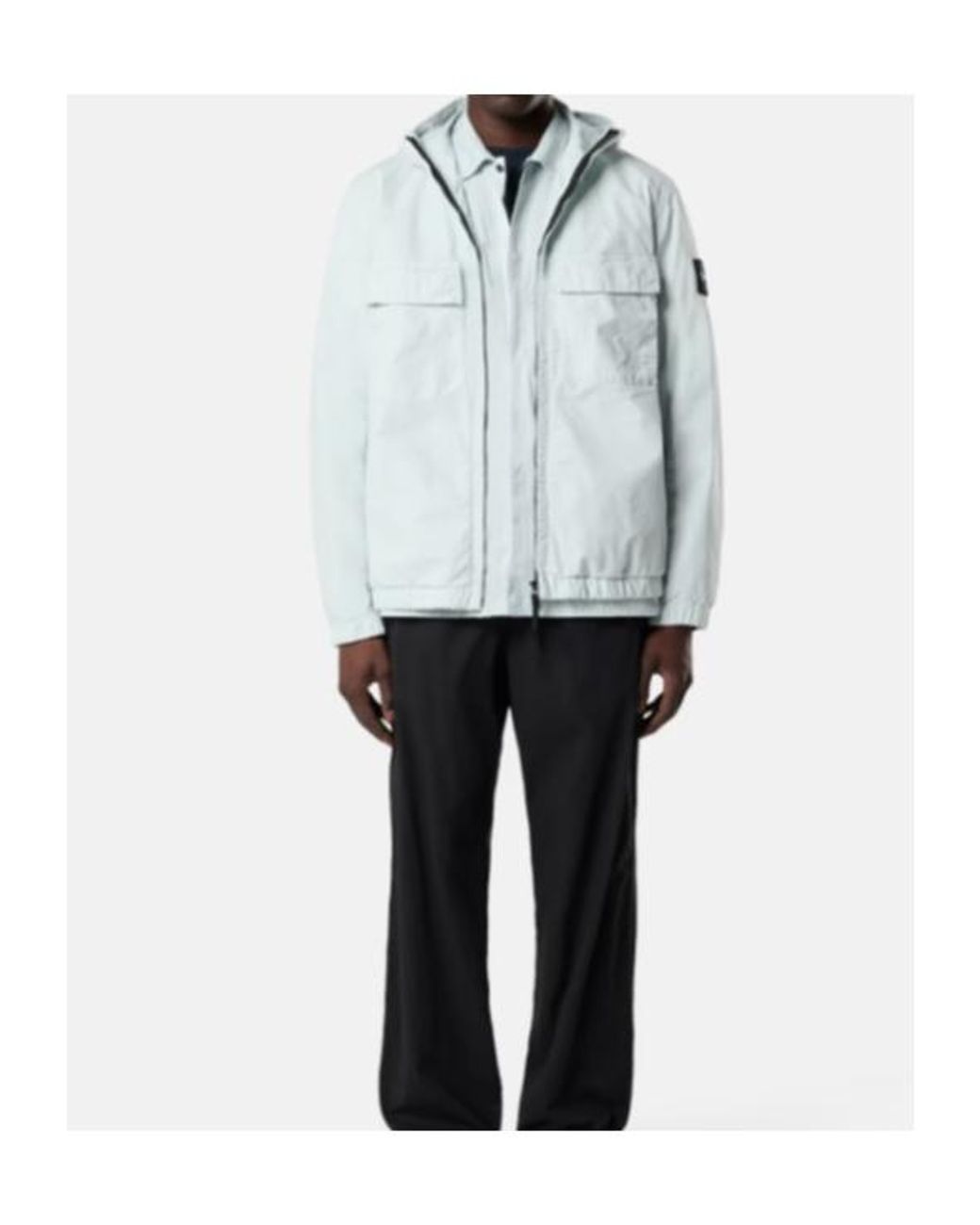 Stone Island White Logo-Patch Pocket Jacket for men
