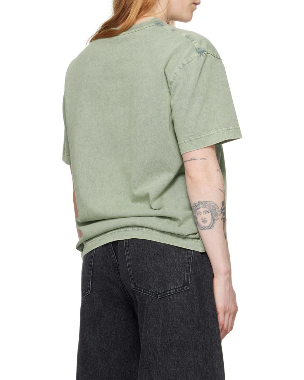 Alexander Wang Green Logo Embossed Crewneck T-Shirt
