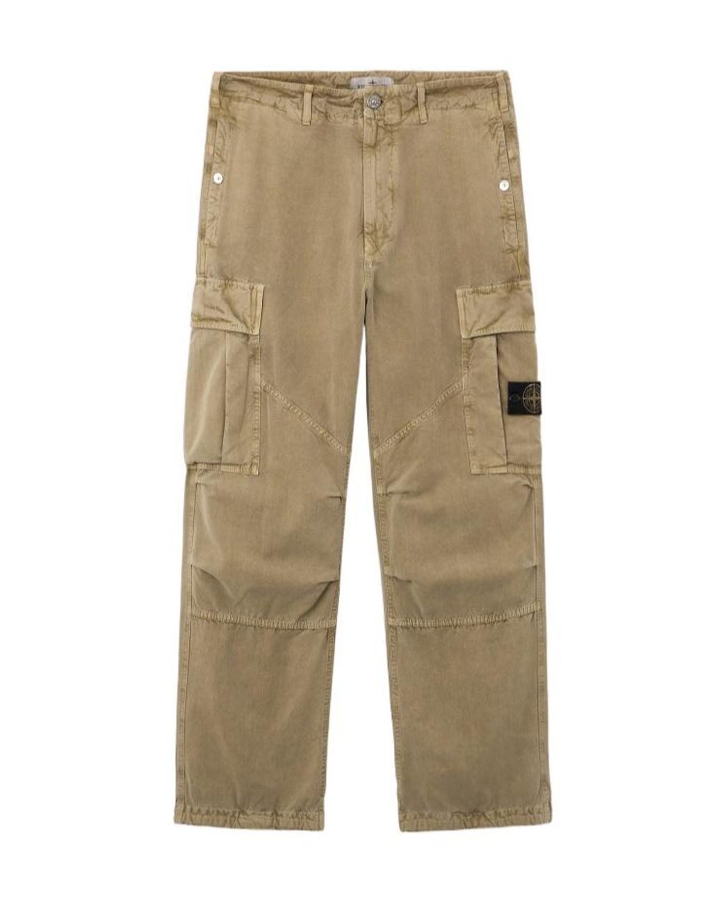 Stone Island Natural Loose-Fit Cargo Pants With Drawstring Cuffs for men