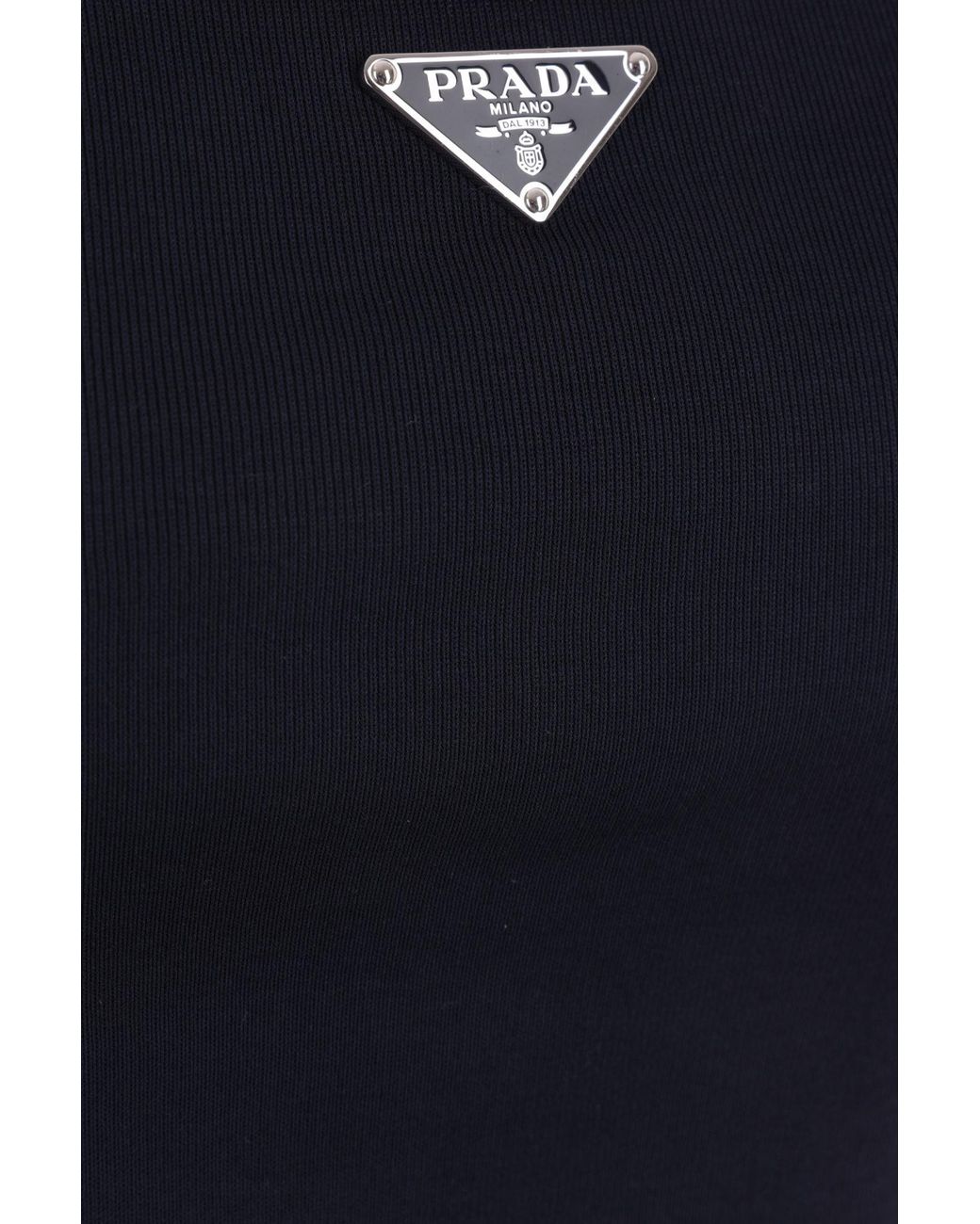 Prada Blue Logo Plaque Sleeveless Tank Top