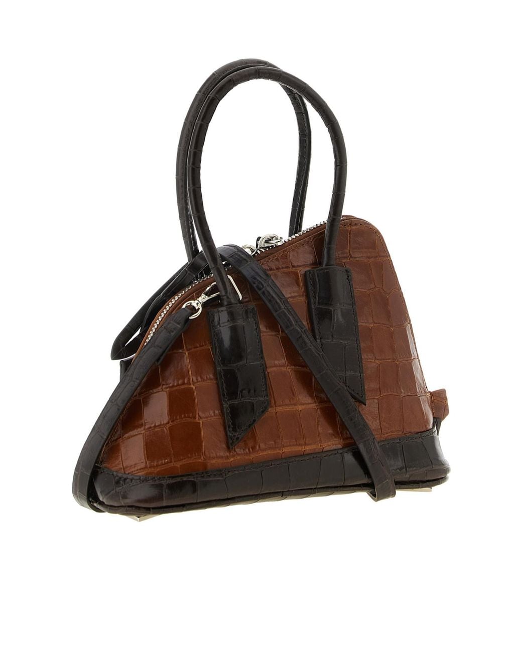 The Attico Brown The Mini Sant Ambroeus Embossed Tote Bag