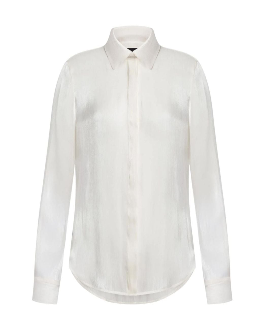 Dondup White Satin-Finish Concealed-Fastening Shirt