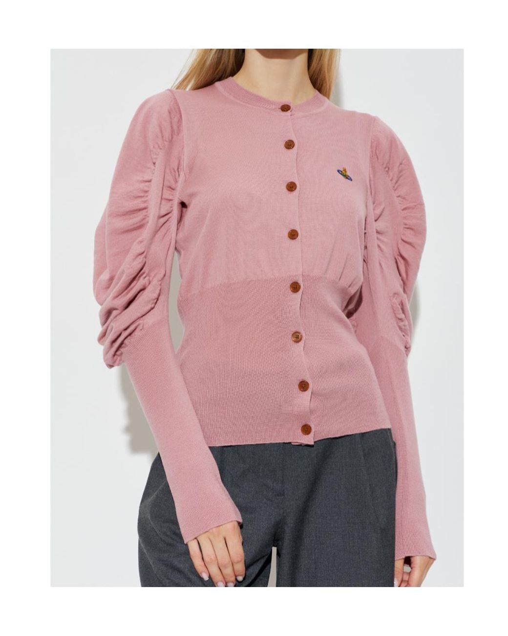 Vivienne Westwood Pink Eli Ruched-Sleeve Cardigan