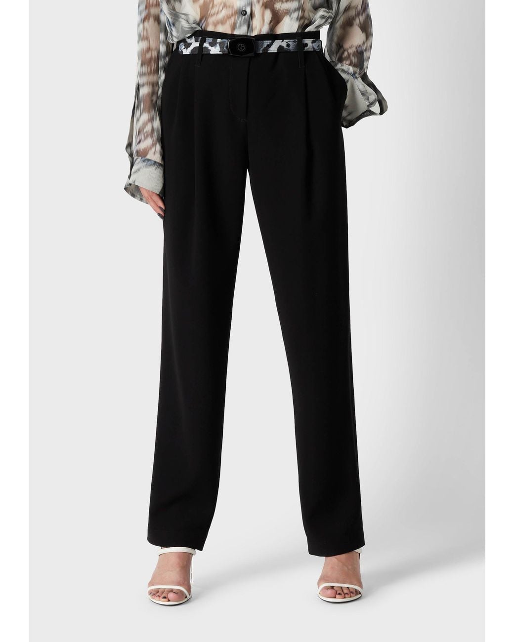 Giorgio Armani Black Belt Ring Casual Pants
