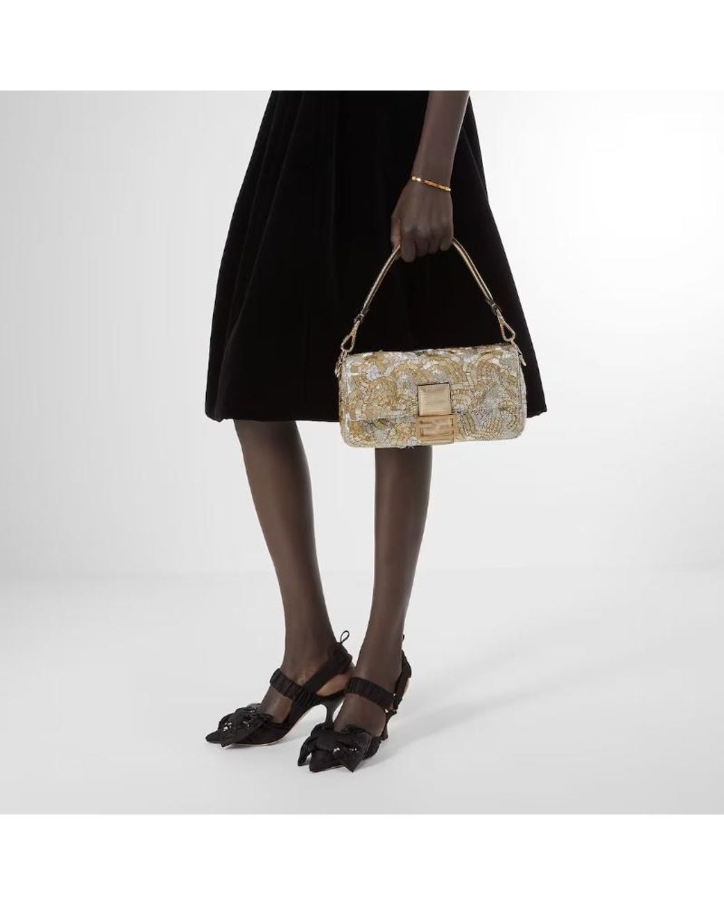Fendi White Baguette And Embroidered Bag