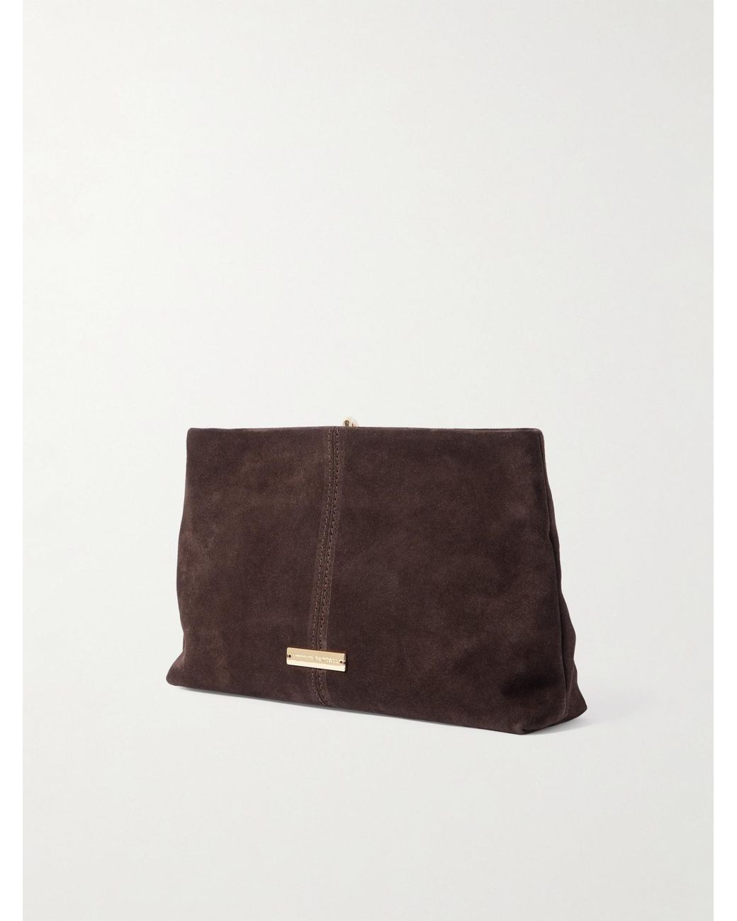 Loeffler Randall Brown Gathered Suede Clutch
